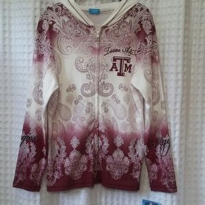 Texas A&M Zip Front Paisley Print Hoodie P Michael